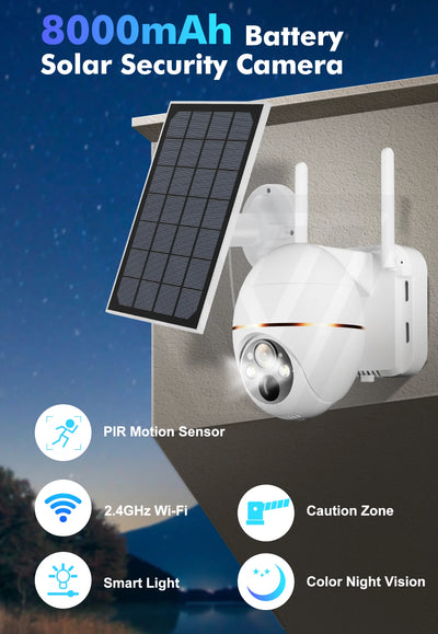 5MP Solar WIFI IP Camera 8000mAh Battery PTZ Surveillance Cameras Wireless PIR Human Tracking CCTV Outdoor HD Waterproof 5X Zoom