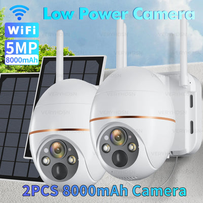 5MP Solar WIFI IP Camera 8000mAh Battery PTZ Surveillance Cameras Wireless PIR Human Tracking CCTV Outdoor HD Waterproof 5X Zoom