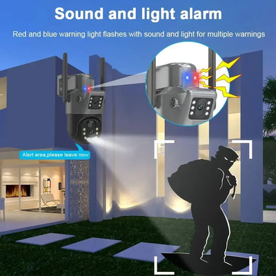 Caméra solaire 4K 8MP double écran, carte mémoire 256 Go gratuite, extérieur sans fil, WiFi, PTZ, double objectif, protection de sécurité, suivi automatique, vidéosurveillance