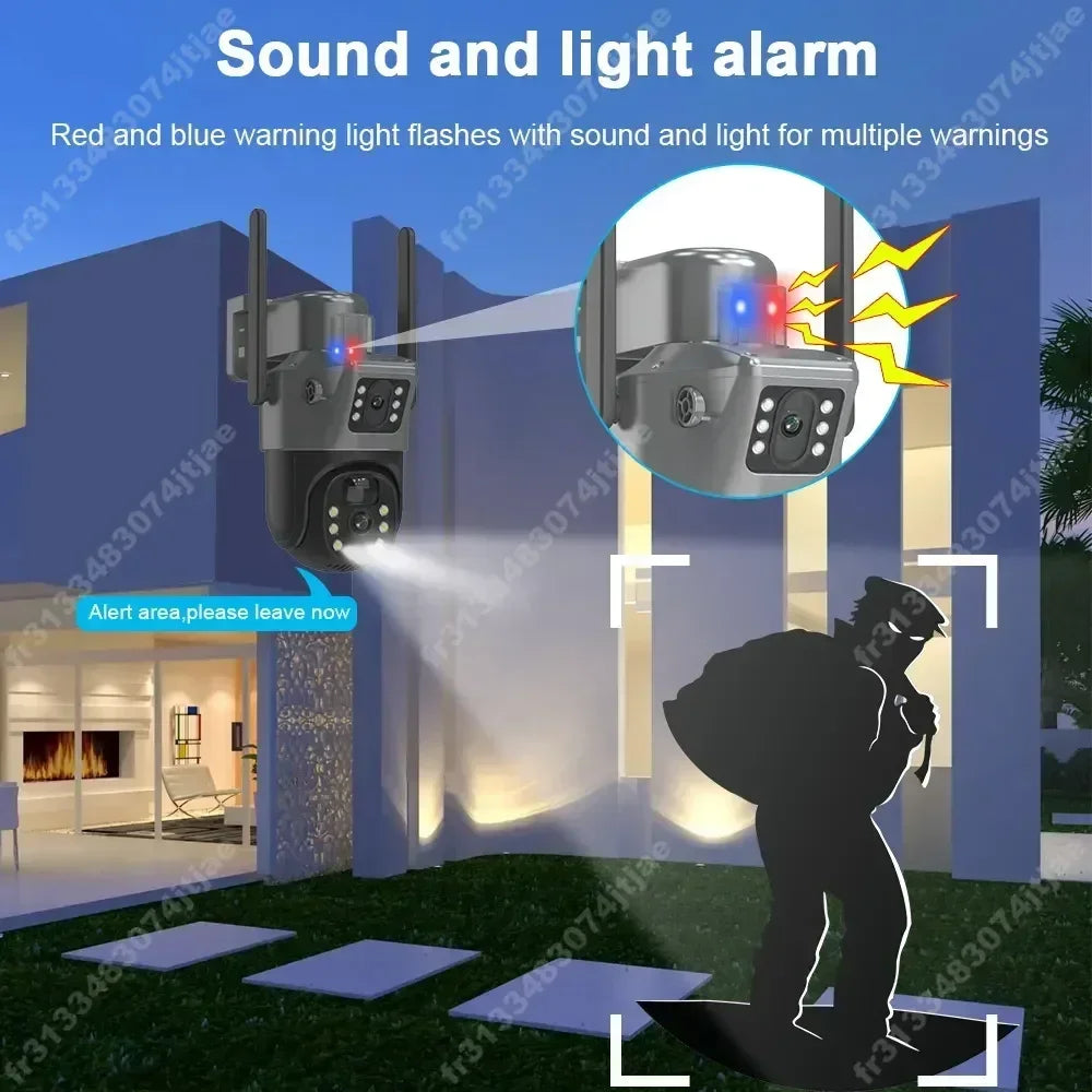 Caméra solaire 4K 8MP double écran, carte mémoire 256 Go gratuite, extérieur sans fil, WiFi, PTZ, double objectif, protection de sécurité, suivi automatique, vidéosurveillance