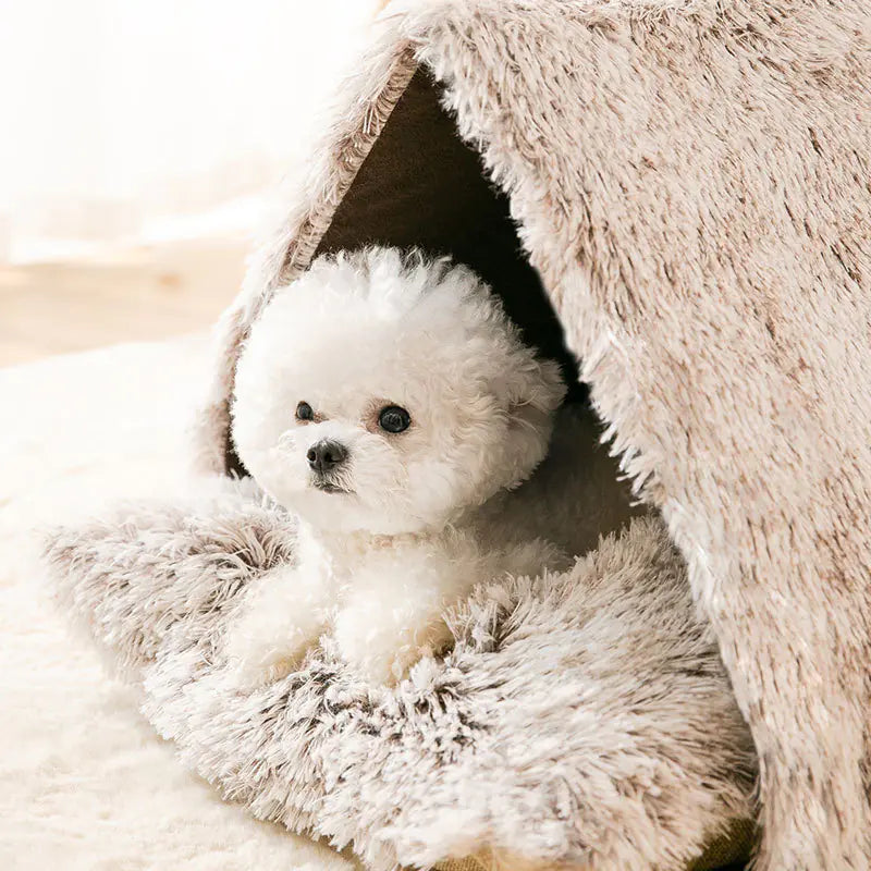 Niche pour chien en peluche confortable